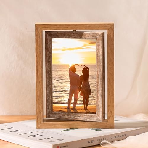 Homxi Bilderrahmen Klein Modern 15.24 x 20.32,Deko Bilderrahmen Wohnzimmer MDF und Acryl, Doppelseitig mit Drehbar,Querformat und Vertikal,Tischplatte,Holz Homxi Bilderrahmen Klein Modern 15.24 x 20.32,Deko Bilderrahmen Wohnzimmer MDF und Acryl, Doppelseitig mit Drehbar,Querformat und Vertikal,Tischplatte,Holz von Homxi
