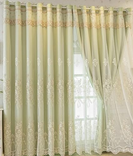 Homxi Blickdichte Gardinen 2er Pack,2 x 200W x 270H cm,Vorhänge Grün Kinderzimmer Doppelschicht mit Blumenstickerei Vorhänge Nach Maß mit Ösen Homxi Blickdichte Gardinen 2er Pack,2 x 200W x 270H cm,Vorhänge Grün Kinderzimmer Doppelschicht mit Blumenstickerei Vorhänge Nach Maß mit Ösen von Homxi
