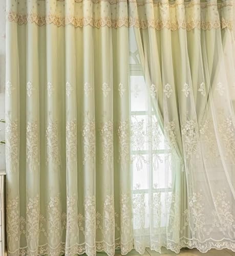 Homxi Blickdichte Vorhänge Kinder 2er Pack,2 x 300W x 270H cm,Küchengardine Grün Doppelschicht mit Blumenstickerei Gardinen für Gardinenhaken Homxi Blickdichte Vorhänge Kinder 2er Pack,2 x 300W x 270H cm,Küchengardine Grün Doppelschicht mit Blumenstickerei Gardinen für Gardinenhaken von Homxi