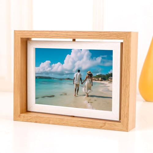 Homxi Foto Bilderrahmen 15.24 x 20.32 cm Familie,Bilderrahmen Vintage Hochzeit MDF und Acryl, Doppelseitig Rotierend,Querformat und Vertikal,Tischplatte,Holz Homxi Foto Bilderrahmen 15.24 x 20.32 cm Familie,Bilderrahmen Vintage Hochzeit MDF und Acryl, Doppelseitig Rotierend,Querformat und Vertikal,Tischplatte,Holz von Homxi