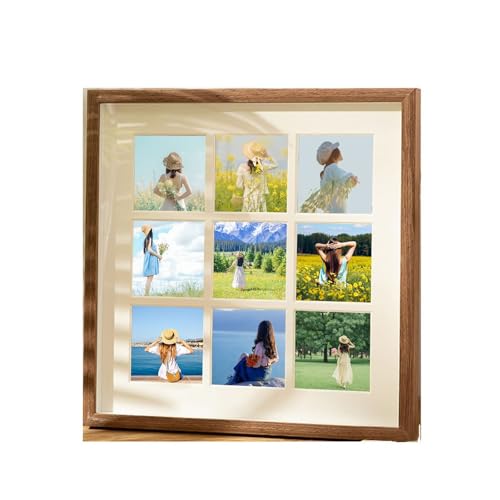 Homxi Foto Bilderrahmen 5.59 x 5.59 cm Family,Fotowand Wohnzimmer Holz und Glas, Querformat und Vertikal,Wand und Tischplatte,Nussbaum Homxi Foto Bilderrahmen 5.59 x 5.59 cm Family,Fotowand Wohnzimmer Holz und Glas, Querformat und Vertikal,Wand und Tischplatte,Nussbaum von Homxi