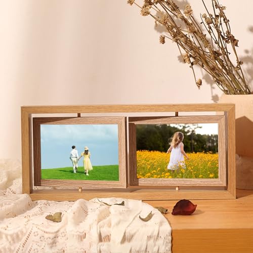 Homxi Fotorahmen 10.16 x 15.24cm Romantisch,MDF Deko Bilderrahmen Hochzeit, Doppelseitig Drehend 2 Fotos,Querformat,Tischplatte,Holz Homxi Fotorahmen 10.16 x 15.24cm Romantisch,MDF Deko Bilderrahmen Hochzeit, Doppelseitig Drehend 2 Fotos,Querformat,Tischplatte,Holz von Homxi