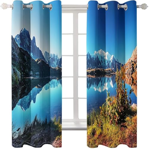 Homxi Gardinen Blickdicht Kinderzimmer 2 Stück,2 x 234W x 214H cm,Gardinen Vorhänge mit Ösen Berg und Seenlandschaft Vorhänge Blau Küchen Modern Homxi Gardinen Blickdicht Kinderzimmer 2 Stück,2 x 234W x 214H cm,Gardinen Vorhänge mit Ösen Berg und Seenlandschaft Vorhänge Blau Küchen Modern von Homxi