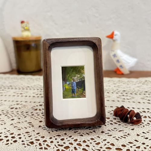 Homxi Kleine Bilderrahmen 10.16 x 10.16cm,Bilderrahmen Silberhochzeit Holz und Acryl, Vertikal,Tischplatte,Nussbaum Homxi Kleine Bilderrahmen 10.16 x 10.16cm,Bilderrahmen Silberhochzeit Holz und Acryl, Vertikal,Tischplatte,Nussbaum von Homxi