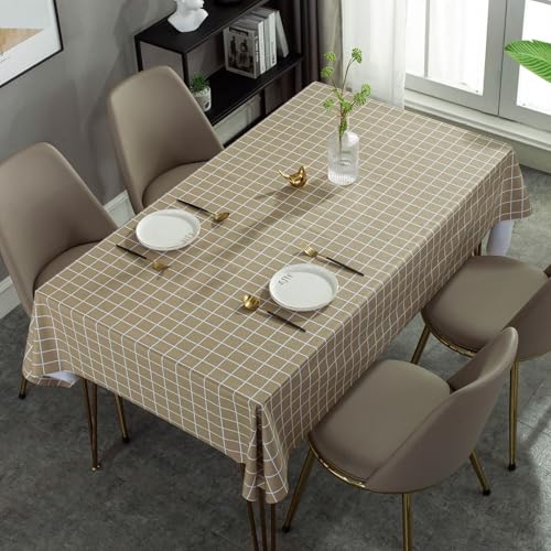 Homxi Kleine Tischdecke Rechteckig 120 W x 170 L cm,Tischwäsche Tisch Khaki Kariertmuster PVC Garten Tischdecken für Draußen Homxi Kleine Tischdecke Rechteckig 120 W x 170 L cm,Tischwäsche Tisch Khaki Kariertmuster PVC Garten Tischdecken für Draußen von Homxi