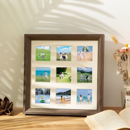 Homxi Kleiner Fotorahmen 8.89 x 8.89 cm,Deko Bilderrahmen Hochzeit Holz und Glas, Querformat und Vertikal,Wand,Braun Homxi Kleiner Fotorahmen 8.89 x 8.89 cm,Deko Bilderrahmen Hochzeit Holz und Glas, Querformat und Vertikal,Wand,Braun von Homxi