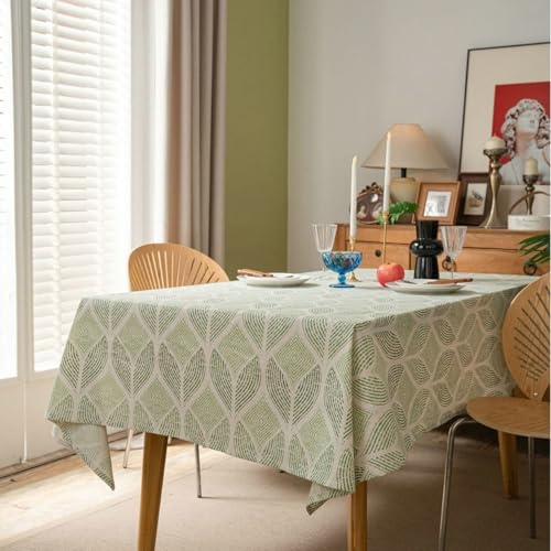 Homxi Tischdecke Abwaschbar Rechteckig,140 W x 260 L cm,Tischwäsche Leinen Baumwolle Geometrisch Muster Grün Tischdecke Gartentisch Homxi Tischdecke Abwaschbar Rechteckig,140 W x 260 L cm,Tischwäsche Leinen Baumwolle Geometrisch Muster Grün Tischdecke Gartentisch von Homxi