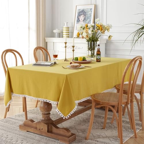 Homxi Tischdecke Couchtisch Rechteckig 100 W x 160 L cm,Tischdecke Esstisch Gelb Einfarbig mit Pompons Baumwolle Tischdecke Hochzeit Homxi Tischdecke Couchtisch Rechteckig 100 W x 160 L cm,Tischdecke Esstisch Gelb Einfarbig mit Pompons Baumwolle Tischdecke Hochzeit von Homxi