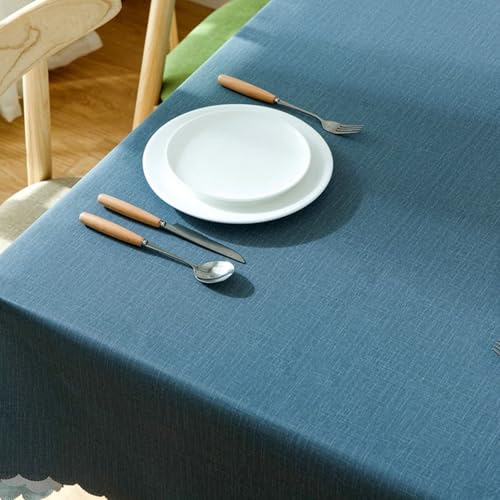 Homxi Tischdecke Küche Rechteckige 110 W x 170 L cm,Tischschutz Blau Marine Einfarbig PVC Tischtuch für Tisch von Homxi