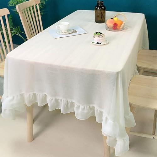Homxi Tischdecke Outdoor Quadratisch,140 W x 140 L cm,Tischtücher Polyester Einfarbig mit Rüschen Beige Weiß Tischdecke Esstisch Homxi Tischdecke Outdoor Quadratisch,140 W x 140 L cm,Tischtücher Polyester Einfarbig mit Rüschen Beige Weiß Tischdecke Esstisch von Homxi