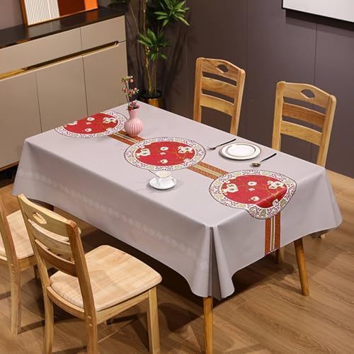 Homxi Tischdecke Outdoor Rechteckige,90 W x 150 L cm,Tischtuch Outdoor PVC Chinesischer Stil Floral Muster Silber Grau Rot Tischdecke Garten Homxi Tischdecke Outdoor Rechteckige,90 W x 150 L cm,Tischtuch Outdoor PVC Chinesischer Stil Floral Muster Silber Grau Rot Tischdecke Garten von Homxi