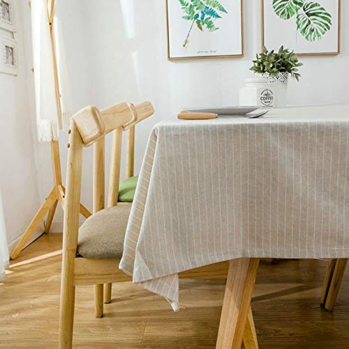 Homxi Tischdecke Quadratisch 130 W x 130 L cm,Tischdecke Beige Streifen Baumwolle Tischdeko Tisch Homxi Tischdecke Quadratisch 130 W x 130 L cm,Tischdecke Beige Streifen Baumwolle Tischdeko Tisch von Homxi