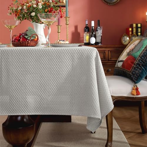 Homxi Tischdecke Quadratisch für Balkontisch 90 W x 90 L cm,Tischdecke Fleckabweisend Grau Einfarbig Leinen Baumwolle Fleckschutz Tischdecke von Homxi