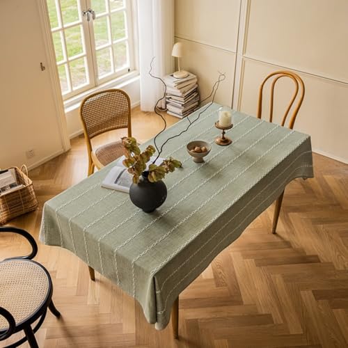 Homxi Tischdecke Rechteckige Garten 135 W x 160 L cm,Tischdecke für Balkontisch Grün Einfarbig mit Streifen Polyester Tischtuch für Stehtisch Homxi Tischdecke Rechteckige Garten 135 W x 160 L cm,Tischdecke für Balkontisch Grün Einfarbig mit Streifen Polyester Tischtuch für Stehtisch von Homxi