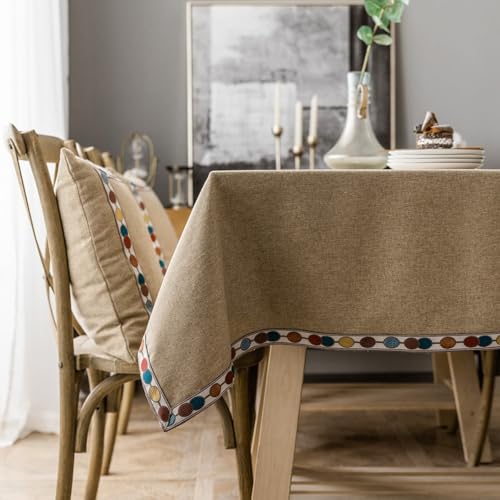 Homxi Tischdecke Rechteckige Groß 130 W x 200 L cm,Tischtuch Stehtisch Khaki Einfarbig mit Gestickte Bordüre Polyester Tischdecke für Draußen Homxi Tischdecke Rechteckige Groß 130 W x 200 L cm,Tischtuch Stehtisch Khaki Einfarbig mit Gestickte Bordüre Polyester Tischdecke für Draußen von Homxi