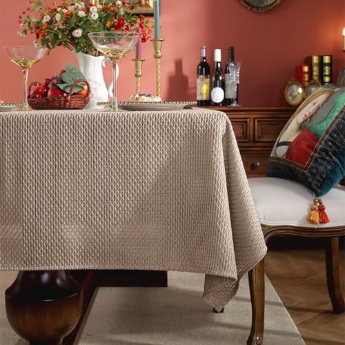 Homxi Tischdecke Rechteckige Outdoor 135 W x 240 L cm,Tischtuch für Stehtisch Braun Einfarbig Leinen Baumwolle Tischdecke von Homxi