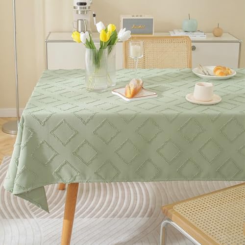 Homxi Tischtuch Klein Quadrat 110 W x 110 L cm,Tischdecke Wohnzimmer Grün Einfarbig mit Raute Leinen Baumwolle Tischdeko Homxi Tischtuch Klein Quadrat 110 W x 110 L cm,Tischdecke Wohnzimmer Grün Einfarbig mit Raute Leinen Baumwolle Tischdeko von Homxi