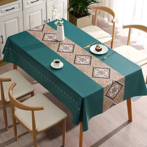 Homxi Tischtuch Outdoor Rechteckige,140 W x 200 L cm,Tischtuch Outdoor PVC Rhombus und Blumenmuster Grün Tischdecke Garten Homxi Tischtuch Outdoor Rechteckige,140 W x 200 L cm,Tischtuch Outdoor PVC Rhombus und Blumenmuster Grün Tischdecke Garten von Homxi