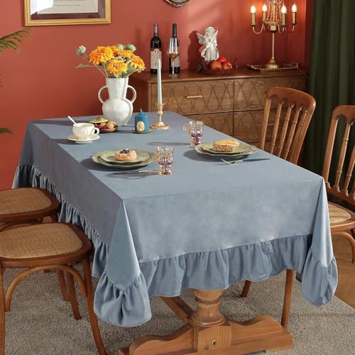Homxi Tischtuch Quadratisch Outdoor 140 W x 140 L cm,Tischdecke Fleckschutz Blau Einfarbig mit Rüsche Leinen Baumwolle Tischdecke Esstisch Homxi Tischtuch Quadratisch Outdoor 140 W x 140 L cm,Tischdecke Fleckschutz Blau Einfarbig mit Rüsche Leinen Baumwolle Tischdecke Esstisch von Homxi