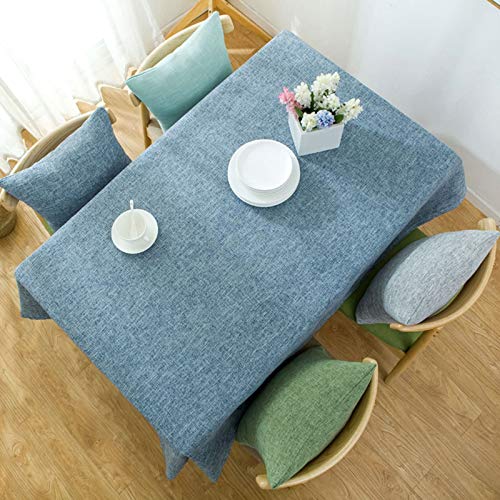 Homxi Tischtuch Rechteckige Klein 120 W x 160 L cm,Tischdecke für Draussen Blau Einfarbig Baumwolle Tischtuch Stehtisch von Homxi
