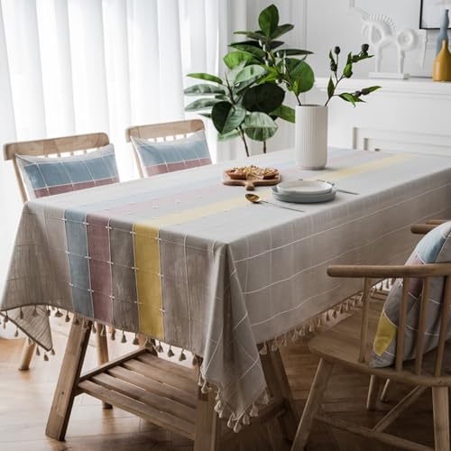 Homxi Tischtuch für Draußen Quadrat 140 W x 140 L cm,Tischdeko Grau Spleißen Kariert mit Quasten Polyester Tischdecke Ostern Homxi Tischtuch für Draußen Quadrat 140 W x 140 L cm,Tischdeko Grau Spleißen Kariert mit Quasten Polyester Tischdecke Ostern von Homxi