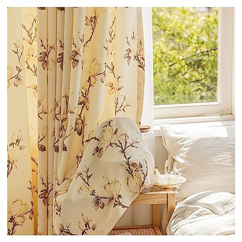 Homxi Vorhang Kinder Blickdicht 2er Set 2 x 132W x 214H cm,Gardinen Blickdicht Thermo Gelb Beige Blumenmuster Rod Pocket Vorhange Homxi Vorhang Kinder Blickdicht 2er Set 2 x 132W x 214H cm,Gardinen Blickdicht Thermo Gelb Beige Blumenmuster Rod Pocket Vorhange von Homxi