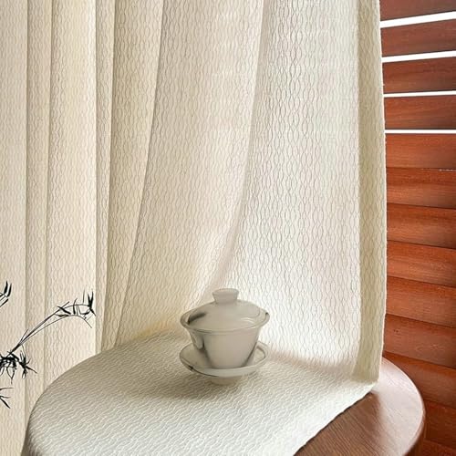 Homxi Vorhang Kinder Halb Blickdicht 2 Panels,2 x 132W x 115H cm,Beige Gardinen Einfarbig Vorhänge Nach Maß mit Ösen von Homxi
