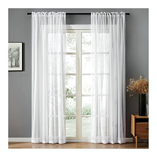 Homxi Vorhang Transparent Schlafzimmer 2er Set 2 x 107Wx132L cm,Vorhänge Wohnzimmer Tüll Weiß Einfarbig Gardinen Vorhänge mit Taschen Homxi Vorhang Transparent Schlafzimmer 2er Set 2 x 107Wx132L cm,Vorhänge Wohnzimmer Tüll Weiß Einfarbig Gardinen Vorhänge mit Taschen von Homxi