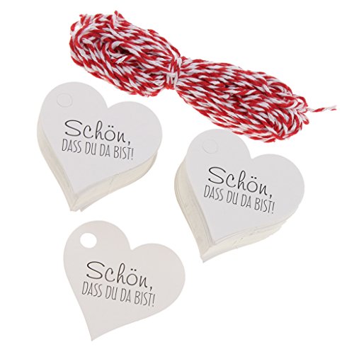 Homyl 100pcs Herzform Geschenkanhänger Produktetiketten Hochzeit und Party Dekoration mit ''Schön Dass Du Da Bist'' Zeichen Homyl 100pcs Herzform Geschenkanhänger Produktetiketten Hochzeit und Party Dekoration mit ''Schön Dass Du Da Bist'' Zeichen von Homyl