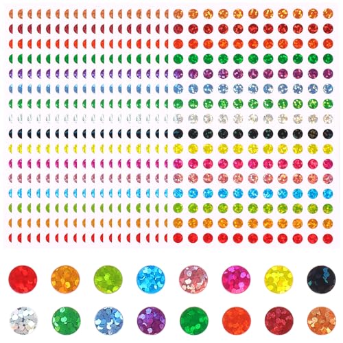 HonGien 3520 Stück glänzende Klebepunkte, farbige Punkte, selbstklebende Etiketten, Laser, bunte Kreise, Punkte, Aufkleber, funkelnde Farbkodierungsetiketten für Klassenzimmer, Büro, Zuhause, DIY, 20 von HonGien