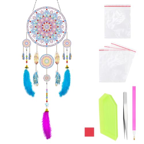 HonGien Dreamcatcher Handgefertigt, DIY Diamant Malerei Traumfänger, Diamond Painting Traumfänger Ornament für Weihnachten, Valentinstag, Home Party Dekoration(BMW07) von HonGien