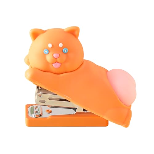 Honagu Pressbarer Anti-Stress-Silikon-Hefter – 3D-Hintern Form-Design, 20 Blatt Kapazität, niedliches Cartoon-Desktop-Schreibwaren, Geschenk für Studenten, Bürobedarf & Fidget-Spielzeug (Orange) von Honagu