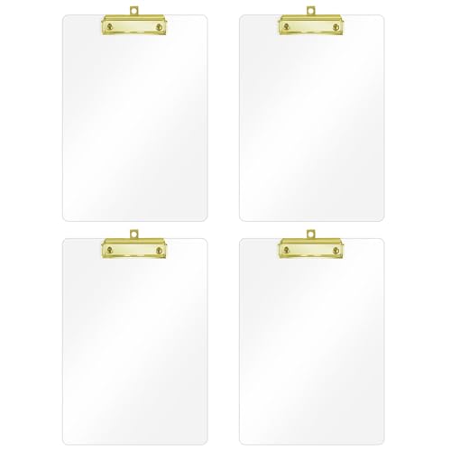 Honagu Transparente Acryl-Klemmbretter, transparentes Kunststoff-Klemmbrett mit goldfarbenem starkem Clip, verstecktes Loch zum Aufhängen, A4-Klemmbretter in Briefgröße, für Krankenschwestern von Honagu