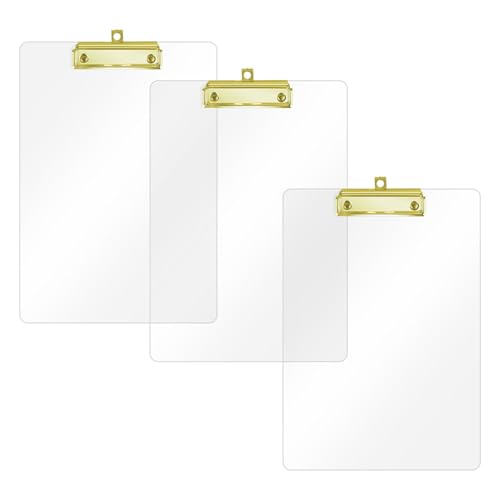 Honagu Transparente Acryl-Klemmbretter, transparentes Kunststoff-Klemmbrett mit goldfarbenem starkem Clip, verstecktes Loch zum Aufhängen, A4-Klemmbretter in Briefgröße, für Krankenschwestern von Honagu