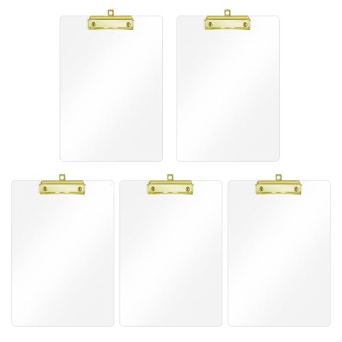 Honagu Transparente Acryl-Klemmbretter, transparentes Kunststoff-Klemmbrett mit goldfarbenem starkem Clip, verstecktes Loch zum Aufhängen, A4-Klemmbretter in Briefgröße, für Krankenschwestern von Honagu