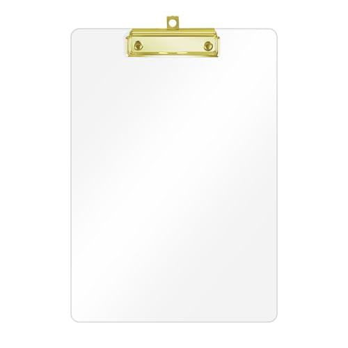 Honagu Transparente Acryl-Klemmbretter, transparentes Kunststoff-Klemmbrett mit goldfarbenem starkem Clip, verstecktes Loch zum Aufhängen, A4-Klemmbretter in Briefgröße, für Krankenschwestern von Honagu
