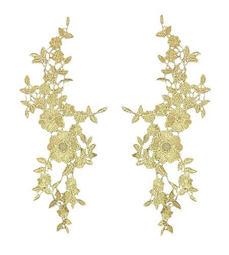 Honbay 1 Paar goldene Blumen- und Blätter-Stickerei-Applikation, Aufnäher, Nähen, Basteln, Dekoration Honbay 1 Paar goldene Blumen- und Blätter-Stickerei-Applikation, Aufnäher, Nähen, Basteln, Dekoration von Honbay