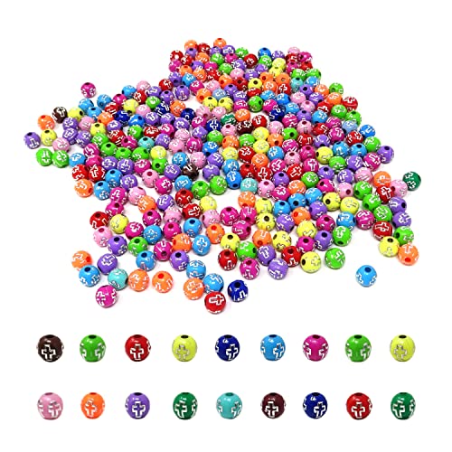 Honbay 300 Stück Kreuz kleine runde Abstandshalter Perlen bunte Acryl runde lose Perlen Kreuz Kugel Perlen für DIY Schmuck Halsketten Armbänder Ohrringe Handwerk (8 mm) von Honbay