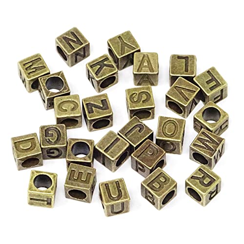 Honbay 78 Stück 7 mm bronzefarbene Alphabet-Perlen für Bastelarbeiten und Schmuckherstellung von Honbay