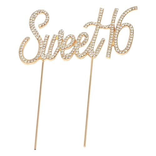 Honbay Sweet 16 Birthday Cake Topper Sparkling Bling Alloy Crystal Rhinestone Cake Topper Cake Topper Cake Decoration for Sweet 16th Birthday or Anniversary Party von Honbay