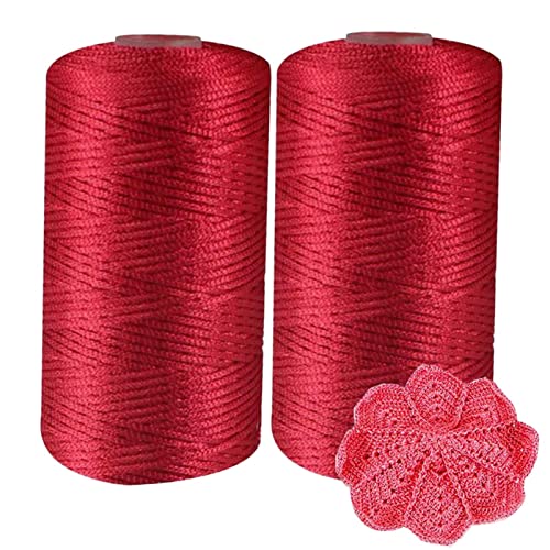2 Rollen Baumwollgarn Glitzernd, Sommer Eisseide Mercerized Garn Dünnes EIS-Baumwollgarn, Nylon Häkelgarn Eisseide Leichtes Handstrickgarn Für Taschen, Hüten (100g/Rolle) von Hongjingda