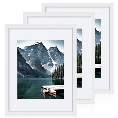 Hongkee Bilderrahmen, 28 x 35 cm, 3 Stück, aus Glas und weißem Holz, für Bilder mit Passepartout oder 27,9 x 35,6 cm großes Poster ohne Passepartout, Wandcollage-Rahmen-Set Hongkee Bilderrahmen, 28 x 35 cm, 3 Stück, aus Glas und weißem Holz, für Bilder mit Passepartout oder 27,9 x 35,6 cm großes Poster ohne Passepartout, Wandcollage-Rahmen-Set von Hongkee