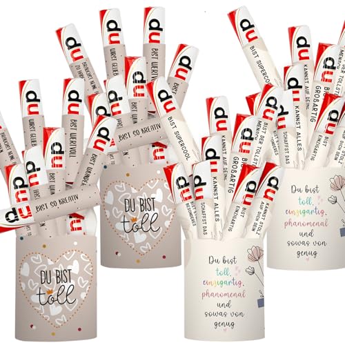 52pcs Banderolen Aufkleber Du bist Toll für Duplo Schokoriegel Verpackung Geschenk Sticker mit Sprüchen für Duplo Riegel 4 Packungen Set für Beste Freundin Frauen Männer (ohne Riegel) von Hongma