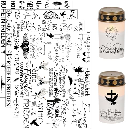 Hongma Rub On Sticker 19x14cm-Großformat Trauer 4PCS Sprüche für Raysin für Keraflott Glas Holz DIY Deko Rub On Folie Rubons Aufkleber Hongma Rub On Sticker 19x14cm-Großformat Trauer 4PCS Sprüche für Raysin für Keraflott Glas Holz DIY Deko Rub On Folie Rubons Aufkleber von Hongma
