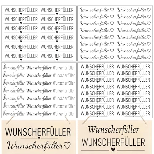 Hongma Rub On Sticker ca.A5 19x14cm-Großformat Transfers 4PCS Sprüche für Raysin für Keraflott Möbel Glas Holz DIY Deko Rub On Folie Rubons Aufkleber (Viele Wunscherfüller) von Hongma