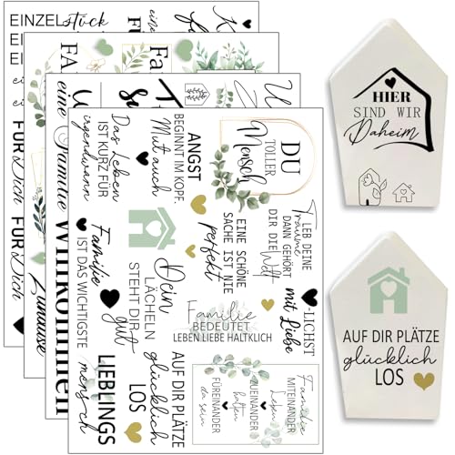 Hongma Rub On Sticker ca.A5 19x14cm-Großformat Transfers 4PCS Sprüche für Raysin für Keraflott Möbel Glas Holz DIY Deko Rub On Folie Rubons Aufkleber Glück Sprüche Familie Hongma Rub On Sticker ca.A5 19x14cm-Großformat Transfers 4PCS Sprüche für Raysin für Keraflott Möbel Glas Holz DIY Deko Rub On Folie Rubons Aufkleber Glück Sprüche Familie von Hongma