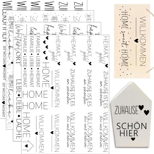 Hongma Rub On Sticker ca.A5 19x14cm-Großformat Transfers 4PCS Sprüche für Raysin für Keraflott Möbel Glas Holz DIY Deko Rub On Folie Rubons Aufkleber Glück Sprüche Home Heimat Willkommen Hongma Rub On Sticker ca.A5 19x14cm-Großformat Transfers 4PCS Sprüche für Raysin für Keraflott Möbel Glas Holz DIY Deko Rub On Folie Rubons Aufkleber Glück Sprüche Home Heimat Willkommen von Hongma