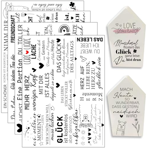 Hongma Rub On Sticker ca.A5 19x14cm-Großformat Transfers 4PCS Sprüche für Raysin für Keraflott Möbel Glas Holz DIY Deko Rub On Folie Rubons Aufkleber Glück Sprüche Hongma Rub On Sticker ca.A5 19x14cm-Großformat Transfers 4PCS Sprüche für Raysin für Keraflott Möbel Glas Holz DIY Deko Rub On Folie Rubons Aufkleber Glück Sprüche von Hongma