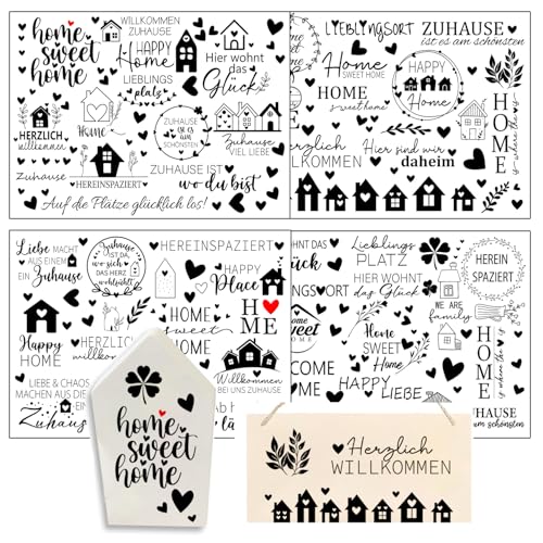 Hongma Rub On Sticker ca.A5 19x14cm-Großformat Transfers 4PCS Sprüche für Raysin für Keraflott Möbel Glas Holz DIY Deko Rub On Folie Rubons Aufkleber Home Herz Hongma Rub On Sticker ca.A5 19x14cm-Großformat Transfers 4PCS Sprüche für Raysin für Keraflott Möbel Glas Holz DIY Deko Rub On Folie Rubons Aufkleber Home Herz von Hongma