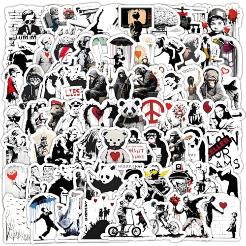 100 PCS Banksy Graffiti Schwarz und Weiß Stickers Set,Graffiti Sticker,Sticker Wasserfest,Anime sticker,für LaptopGepäck Auto Telefon Scrapbook Motorrad Fahrrad Koffer,Wasserdicht Ästhetische 100 PCS Banksy Graffiti Schwarz und Weiß Stickers Set,Graffiti Sticker,Sticker Wasserfest,Anime sticker,für LaptopGepäck Auto Telefon Scrapbook Motorrad Fahrrad Koffer,Wasserdicht Ästhetische von Hongoen